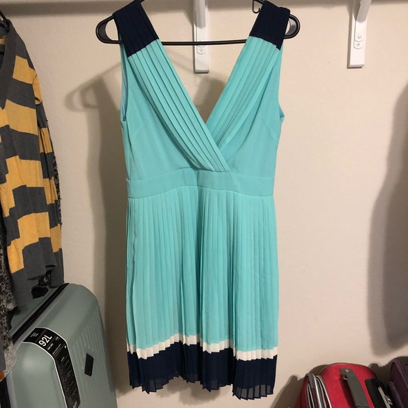 Umgee Pleated Deep-V Dress - Picture 1 of 3